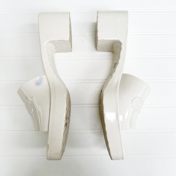 Gucci Rubber Logo Sandals Plastique White PVC Glossy Mule Platform Slide 39 - Picture 4 of 9